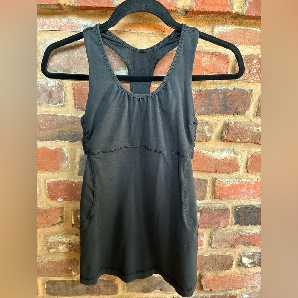 Lululemon Tank Top 4 Black Stretch Ruched Back Cut Out Pullover Yoga